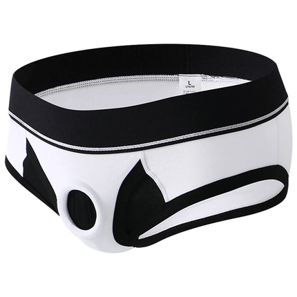 Sexy Underwear Man Cockring Pouch Hole Briefs Men Panties Sexy Silicone Cock Ring Underpants Cockrings Cotton Slips Cuecas