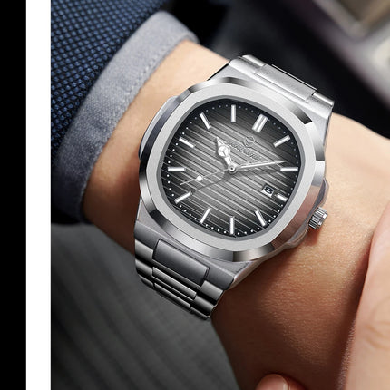 2025 New Luxury Military Man Watch Square Waterproof Luminous Date Week Men Watch Stainless Steel Quartz Men's Watches Reloj+box