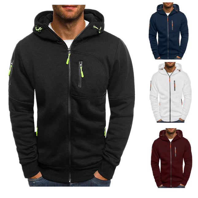 Men's Zip-Up Hoodie Jacket - Slim Fit Casual / Veste à Capuche Zippée Hommes - Coupe Ajustée Décontractée