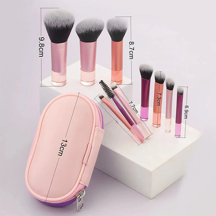 10Pcs Mini Makeup Brush Set Powder Eyeshadow Foundation Blush Blender Concealer Beauty Makeup Tools Brush Professional Supplies