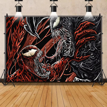 Venom Themed Photography Background Banner Carnage Dark City Backdrop Marvel Superhero Boy Birthday Party Decoration Photo Props
