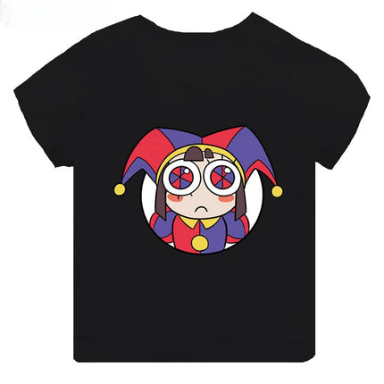Hot Sale The Amazing Digital Circus Print Kids T-shirt Girls Clothes Baby Boys Black Short Sleeve Cotton T Shirt Children Tops