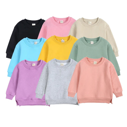 2026 Winter Spring Hoodies Pullovers Kids Boys Girls Clothes Korean Baby Thicken Fleece Sweatshirt Children's Clothing 6M-7T