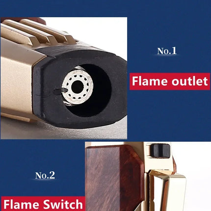 JOBON Metal Outdoor Windproof Turbine Torch Strong Fire Power Blue Flame Straight Butane Gas Lighter Gas Kitchen BBQ Welding