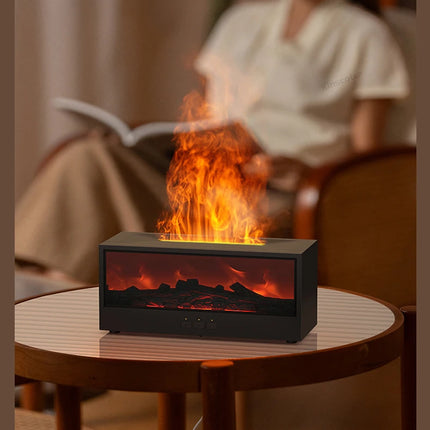Creative Fireplace Aroma Diffuser Flame Air Humidifier Colorful Lights w/ Remote for Home Office Holiday Gifts/Essential oil set
