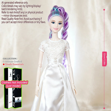 1/6 Scale 12-Joint Premium Figure, 12.6in BJD Doll Changeable Makeup (no clothing)
