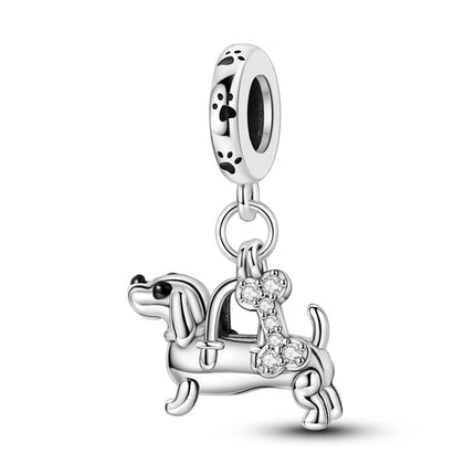 Hot Sale 925 Sterling Silver Puppy Beads & Teddy & Golden Retriever Dangle Charm Fits Bracelet Beloved Pet Pendant Gifts