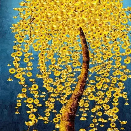 Modern Golden Fortune Money Trees Prints Canvas Wall Art Simple Landscape Poster for Living Room Home Office Decor