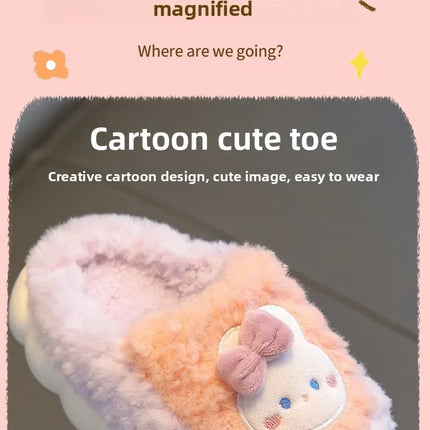 2025 Winter Children's cute  Cotton Home Slippers Frozen Girl's Snow Non Slip Warm Baby Slippers Pink Blue Size 24-41