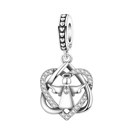 S925 Sterling Silver Charm Bead Angel Prayer Travel Memorial Pendant Fine Birthday Gift Fit Bangle Bracelet Necklace DIY Jewelry