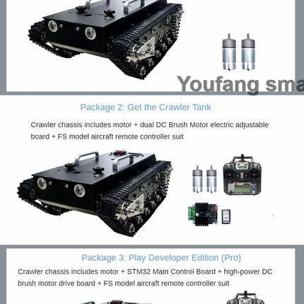 30kg Load RC Tank Chassis Metal Track 12V DC Motor Shock Absorption Tank for STM32 Robot Kit to FS Handle Programmable Robot Car