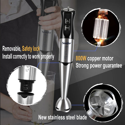 10 in 1 Multi Blender Stainless Steel  Food Processor Vegetable Cutter Meat Grinder Chopper Whisk 800W Food Mixer Juicer Sonifer