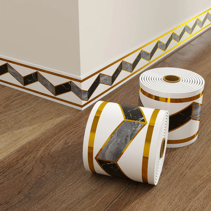 1Roll 10cmx5m Rolled Self-Stick Baseboard Trim-Anti-Collision Wall Waistband Sticker for Living Room Bedroom Home Decor ﻿