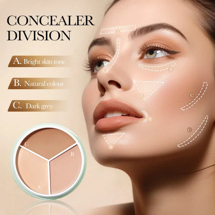 Three Color Concealer Palette Contour Highlighter Foundation Cream For Face Brightening Makeup Art