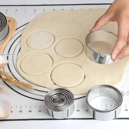 5pcs Round Biscuit Mold Stainless Steel Dumpling Skin Cutting Mould DIY Cake Pastry Baking Cutting Maker Tools Kitchen Gadgets