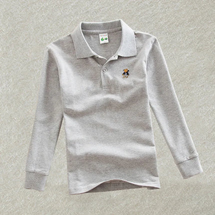 Classic Children's Long Sleeve Polo Shirt Pure Cotton T-Shirt Children Collar Top Baby Girls Base Layer Shirt Teenage Boys tops