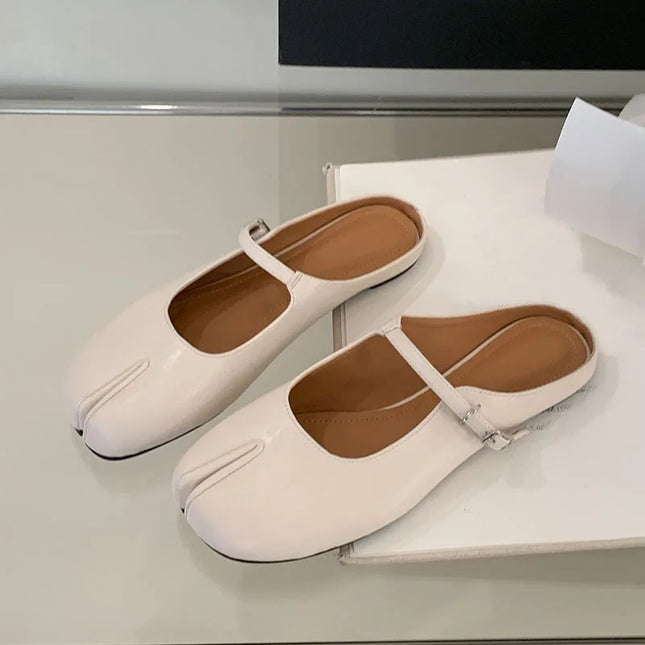 Fashion Buckle Strap Shallow Women Mary Janes Flats Shoes Strange Toe Footwear Soft Ladies Flats Lolita Shoes Female Slides