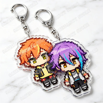 Cute Pixel Chibis Keychains for Accessories Touya Emu Rui Akito Tsukasa Virtual Singers Key Chains Jewelry Keyrings Fans Gifts