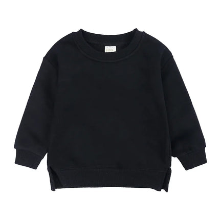 2024 New Autumn Girls Hoodies 9M-6T Kids Solid Colored Plush Pullover Children Boys Tops 9 Colors