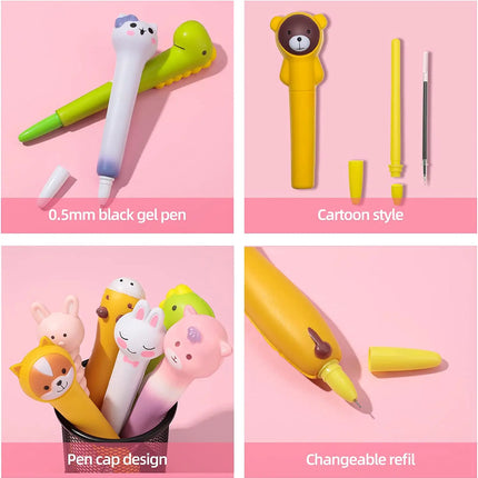 Squishy and Cute Kawaii Pen Kawaii Accessories Cute Girl Pens Animal Fruit Shaped Stress Relief Pens Cute School Supplies