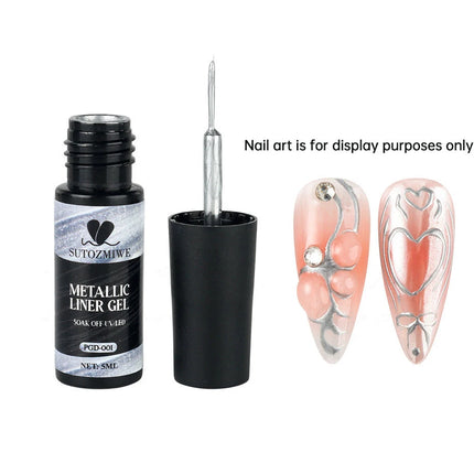 5ml Metallic Gold Silver Nail Liner Polish Mirror Chrome Effect Painting Nail Gel Polish 3D French Soak Off UV/LED Striper Gel @