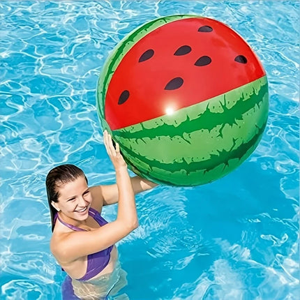 1pc Summer Beach Ball PVC Watermelon Ball, Inflatable, Thickened Giant, Red, 90cm, for Beach Party, Outdoor Sport, Swimming Play