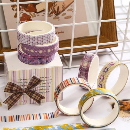 MINKYS 5pcs/set Basic Grid Star Decorative Tape Cute Cartoon Creative Washi Tape School Stationery