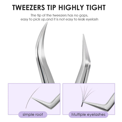 NATUHANA  Eyelash Extensions Tweezers Lash Artists High Precision Stainless Steel Superhard Anti-Static Tweezers Makeup Tools