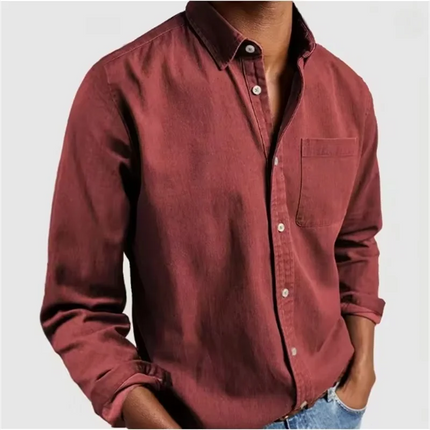 Solid color men's long sleeved shirt, casual and comfortable, fashionable and trendy, street outdoor, soft fabric
