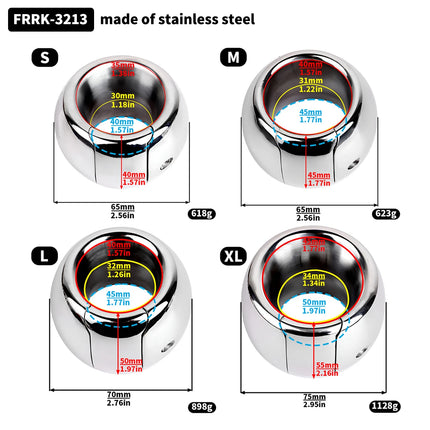 FRRK Weight Scrotal Ring Stainless Steel Ball Stretcher Metal Lock Ring Male Bondage Adult Intimate Personal Restraint Wear Toy