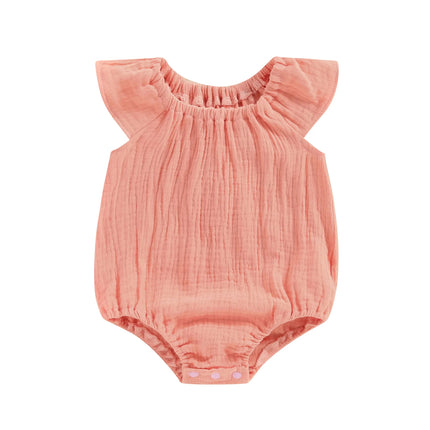 Cotton Linen Baby Girls Romper Summer Casual Newborn Clothes Sleeveless Off-shoulder Solid Infant Bodysuit for Kids Clothing