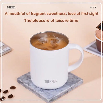 THERMOS Mug 450ml Handle Mug, Keep Cold & Keep Hot Stainless Steel Thermos, Leakproof Coffee Mug & Milk Cup for Office,BPA Free