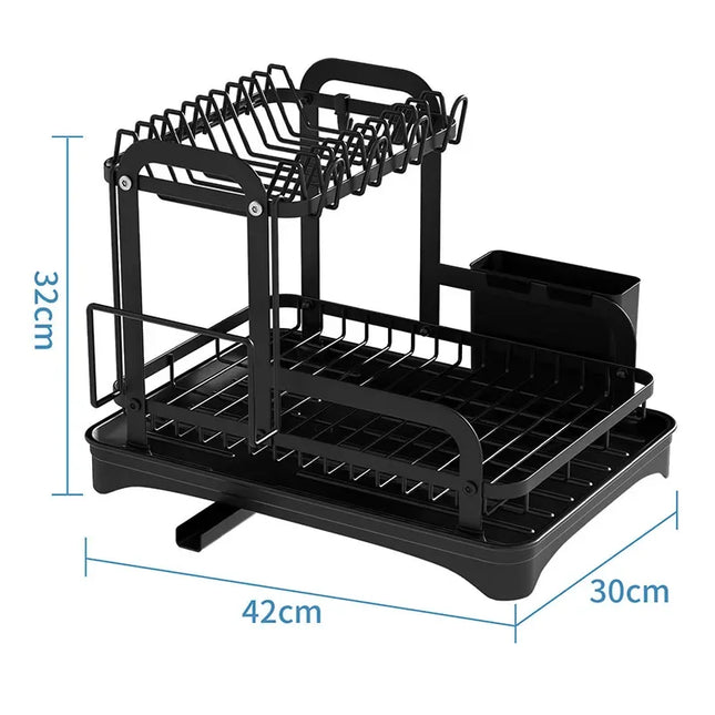 Adjustable Expandable Dish Drying Rack Over Sink New Kitchen Dish Bowl Drainer Storage Rack With Drain Tray For Home Counter