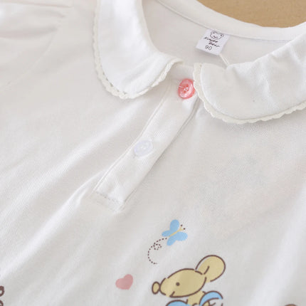 Girls Shirt 2025 New Children's Baby Short-sleeved Top Young Girls Cute Cotton Clothes for 2-6 Ages Kids