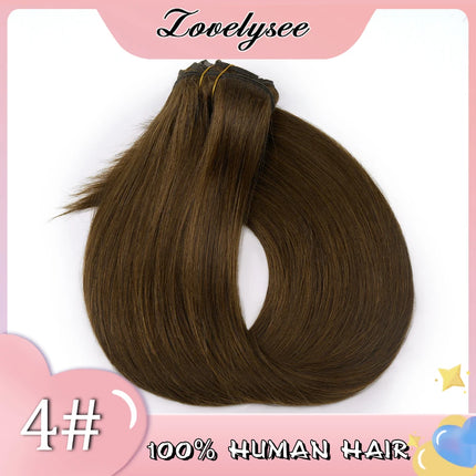 Straight V-shaped Clip in Human Hair Extensions 100% Remy Human Hair Brazilian Dark Brown Soft Hair for Women 100G 120G 140G