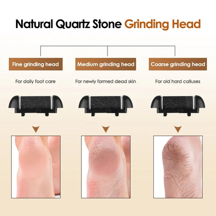 Electric Callus Remover Professional Foot File Pedicure Machine 3 Heads IPX4 Waterproof Rechargeable Heel Dead Skin Scrubber
