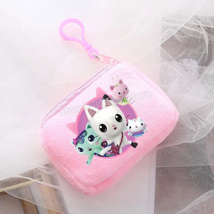 Kawaii Gabby Dollhouse Coin Purse Cute Anime Cat Headset Mini Bag Child Birthday Gifts Keychain Pendant Bags Cartoon Girl Wallet