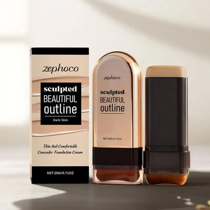 Zephoco Moisturizing Concealer Foundation Stick Long Lasting Full Coverage Covers Dark Circles Acne Scars Face Base Makeup