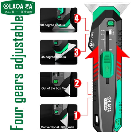 LAOA Four-speed multifunctional deformation utility knife wallpaper knife heavy-duty thickened household cutting shovel scraper