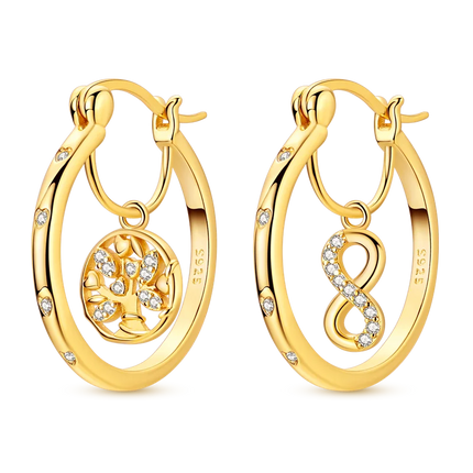 Women original 925 Silver Golden Glowing Firefly Stud Earring Bilayer Round Droplets Heart Gold Hoop Earrings Party Jewelry Gift
