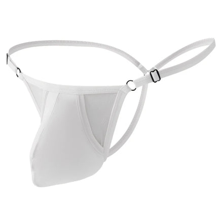 Panties Cock Hole Pouch Thong Men G String Sexy Mini Underwear Man T-Back Mesh Lingerie Bullet Separated Adjustable