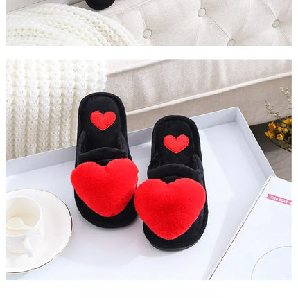 Autumn/winter Warm Cotton Slippers Women's Cartoon Peach Heart Design Floor Anti-slip Home Slippers For New Mothers