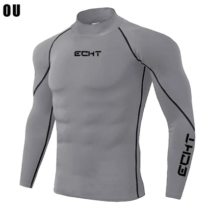 Men's Workout Compression Shirt Turtleneck Long Sleeve Rash Guard Gym Base Layer Athletic Undershirt Gear Sports Shirt