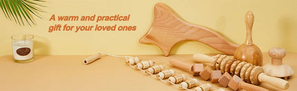 6 In 1 Wood Therapy Massage Tool Lymphatic Drainage Massager Anti Cellulite Fascia Massage Roller for Full Body Muscle relaxatio