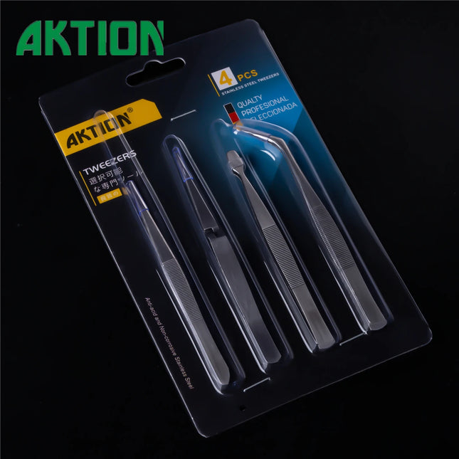 4pcs/set ESD Safe Tweezers Set for Electronics Repair - Anti Static Precision Tips for Phone PCB/Watch Battery/Jewelry Craft DIY