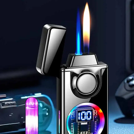 2025 Voice Controlled Ignition Gas Lighter 4 Ignition Methods Battery Display Open Fire Switching Jet Fire USB Electric Lighters