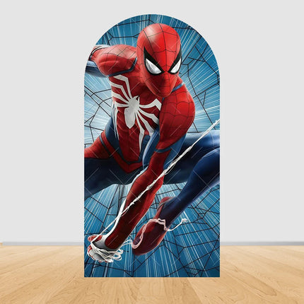 Spider Man Arch Backdrop Cover Web Pattern Design For Boys Birthday Party Superhero Theme Photo Booth Background Decor Prop
