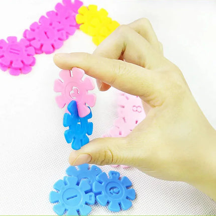 60~200pcs/lot Macaron Colors Snowflake Toys Children Building Blocks DIY Kindergarten Game Assembly Educational Toy Gift TMZ