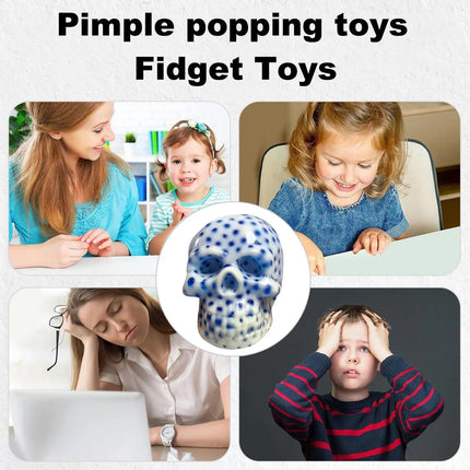 1pcs Skull Pimple Popper Toy Pimple Popping Sensory Squeeze Toys Reusable Fun Sensory Fidget For ADHD & Anxiety Relief Games