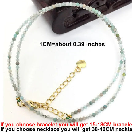 Natural Stone Beads Necklaces bracelet 2-3MM Faceted Round Quarts Tourmalins Mini Beads Necklaces For Women Jewelry Gifts